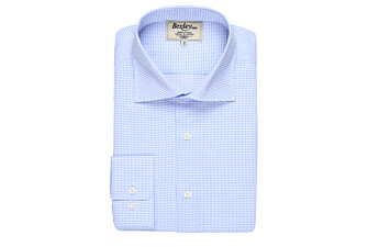 Chemise blanche à petits carreaux bleus - SALVATORE