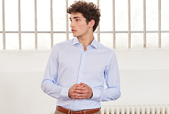 Chemise blanche à petits carreaux bleus - SALVATORE