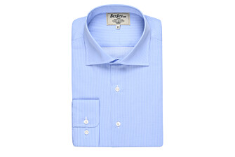 Chemise bleue rayée blanche - Col italien - AMEDEO