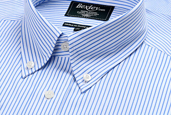 Chemise blanche rayures bleues poche poitrine - BRODERICK