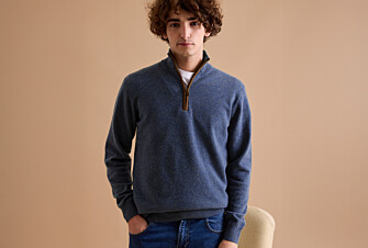 Pull col zippé homme laine Bleu Pétrole - KEITHY