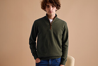 Pull col zippé homme laine Vert - KEITHY