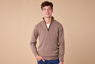 Pull laine col zippé Marron Chiné - KEITHY