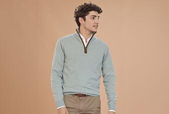 Pull col zippé homme laine Vert Eucalyptus - KEITHY