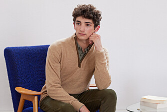 Pull col zippé homme laine Beige Foncé Chiné - KEITHY