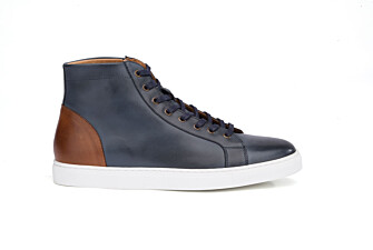 Sneakers montantes homme cuir Navy Patiné - HAWTHORNE