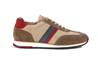 Sneakers homme Velours Taupe et Rouge - MELINGA