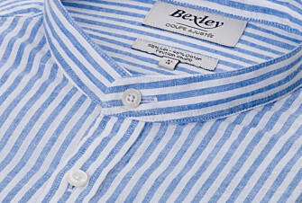 Chemise coton lin Bleu Océan et Blanc - ELIBERT