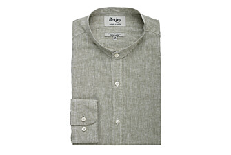 Chemise coton lin Chambray Vert Kaki - ELIBERT