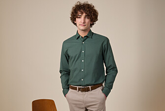 Chemise coton lin vert foncé unie - SILBERT