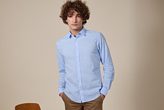 Chemise coton lin Chambray Bleu Clair - Col Français - SILBERT