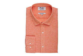 Chemise coton lin Chambray Orange - SILBERT