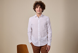 Chemise coton lin Chambray Blanc - Col Français - SILBERT