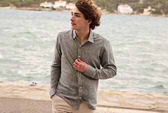 Chemise coton lin  Vert Foncé - Col Français - SILBERT