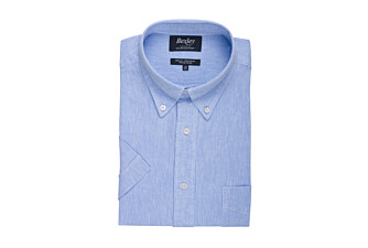 Chemise coton et lin Chambray Bleu - Poche poitrine - COLTEN MC