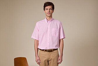 Chemise coton et lin Chambray Rose - Poche poitrine - COLTEN MC
