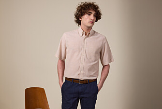 Chemise coton et lin Chambray Beige - Poche poitrine - COLTEN MC