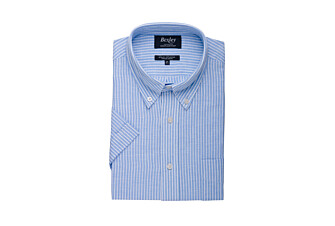 Chemise coton et lin Chambray Bleu Ciel et Blanc - Poche poitrine - COLTEN MC