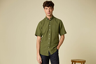 Chemise coton/lin - Chambray Vert Foret - COLTEN MC