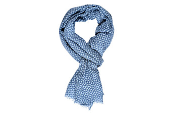 Chèche lin coton Bleu motif triangles bleu ciel