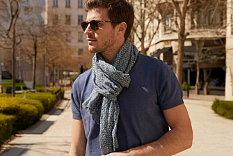 Chèche lin coton Bleu motif triangles bleu ciel