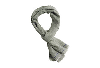 Chèche Lin coton Chambray Vert Bordure Marine
