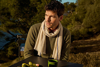 Chèche Homme Lin et Coton - Beige et Bordure Navy