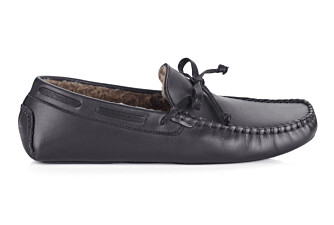 Chaussons homme cuir Noir