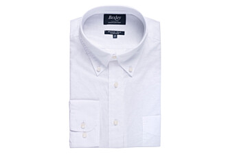 Chemise manches longues coton et lin blanche - COLTEN