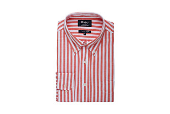 Chemise manches longues coton et lin Corail et Blanc - COLTEN