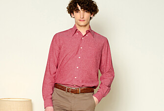 Chemise manches longues coton et lin Chambray Rouge - COLTEN