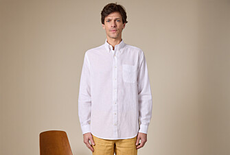 Chemise coton/lin Chambray Blanc  - COLTEN