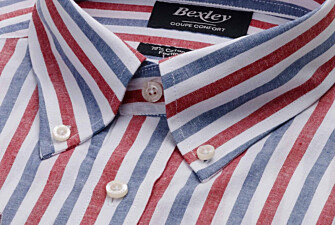 Chemise à rayures coton/lin Chambray Rouge et Bleu Vintage - COLTEN