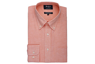 Chemise coton/lin Chambray Orange Pâle - COLTEN
