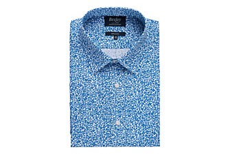 Chemise coton bleue imprimée fleurs blanches - FLAVIUS MC