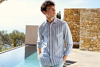 Chemise à rayures Marine et Vert - SIMONIN