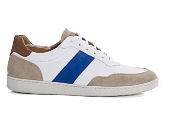 Sneakers cuir homme Blanc beige et bleu - BERRINGA