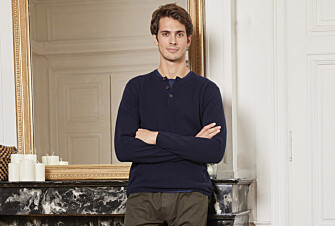 Pull laine homme col rond boutonné Bleu marine - CULIAN