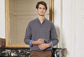 Pull homme en laine col boutonné Gris Moyen Chiné - CULIAN