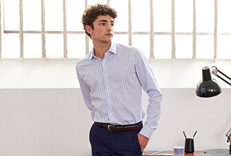 Chemise homme blanches à rayures bleues - LÉONEL