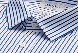 Chemise homme blanches à rayures navy - LÉONEL