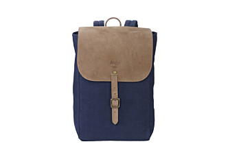Sac à dos en toile navy et velours de chèvre Tabac - HUNTINGTON