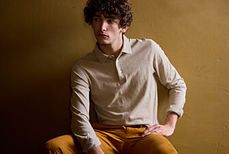 Polo manches longues homme Taupe Clair chiné - AIDEN ML