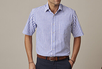 Chemise homme manches courtes bleu océan à rayures blanches - SALVIEN MC