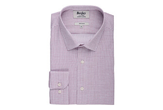 Chemise twill Blanche à carreaux Bordeaux homme  - MARTINIEN