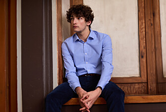 Chemise coton bleu clair et Blanc - Col français - VALAIRE
