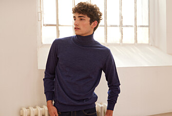 Pull col roulé homme Bleu Foncé Chiné  - EMERINOS