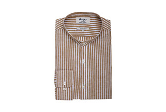 Chemise chambray à rayures fines Camel et Blanches - DALBERT