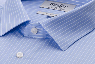 Chemise Bleue à rayures blanches en coton - Col français - BERTELIN CLASSIC