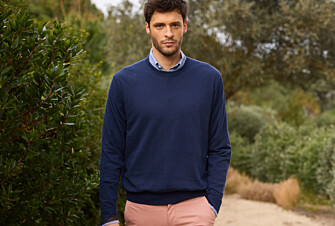 Pull homme coton-bio/lin col rond Navy Denim - CLINDMIR